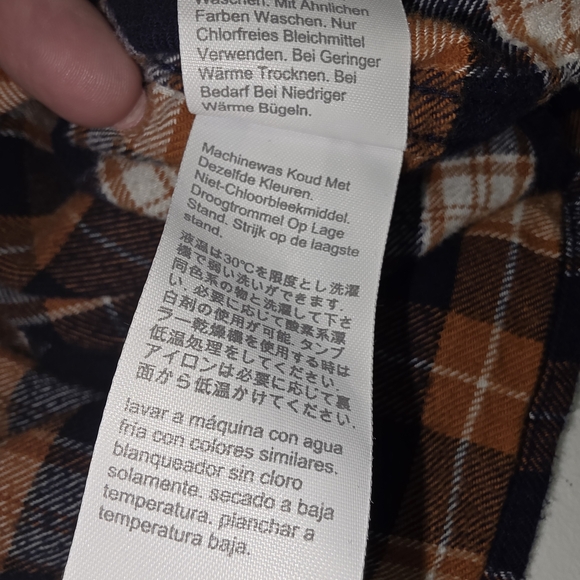 J. Crew Men's XL Plaid Flannel Shirt Navy Rust Orange 100% Cotton Lumberjack - Picture 6 of 8